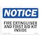 Signmission OSHA Notice Sign, 7" H, Rigid Plastic, Fire Extinguisher And First Aid Kit Inside Sign, Landscape OS-NS-P-710-L-12593 - alternate 1